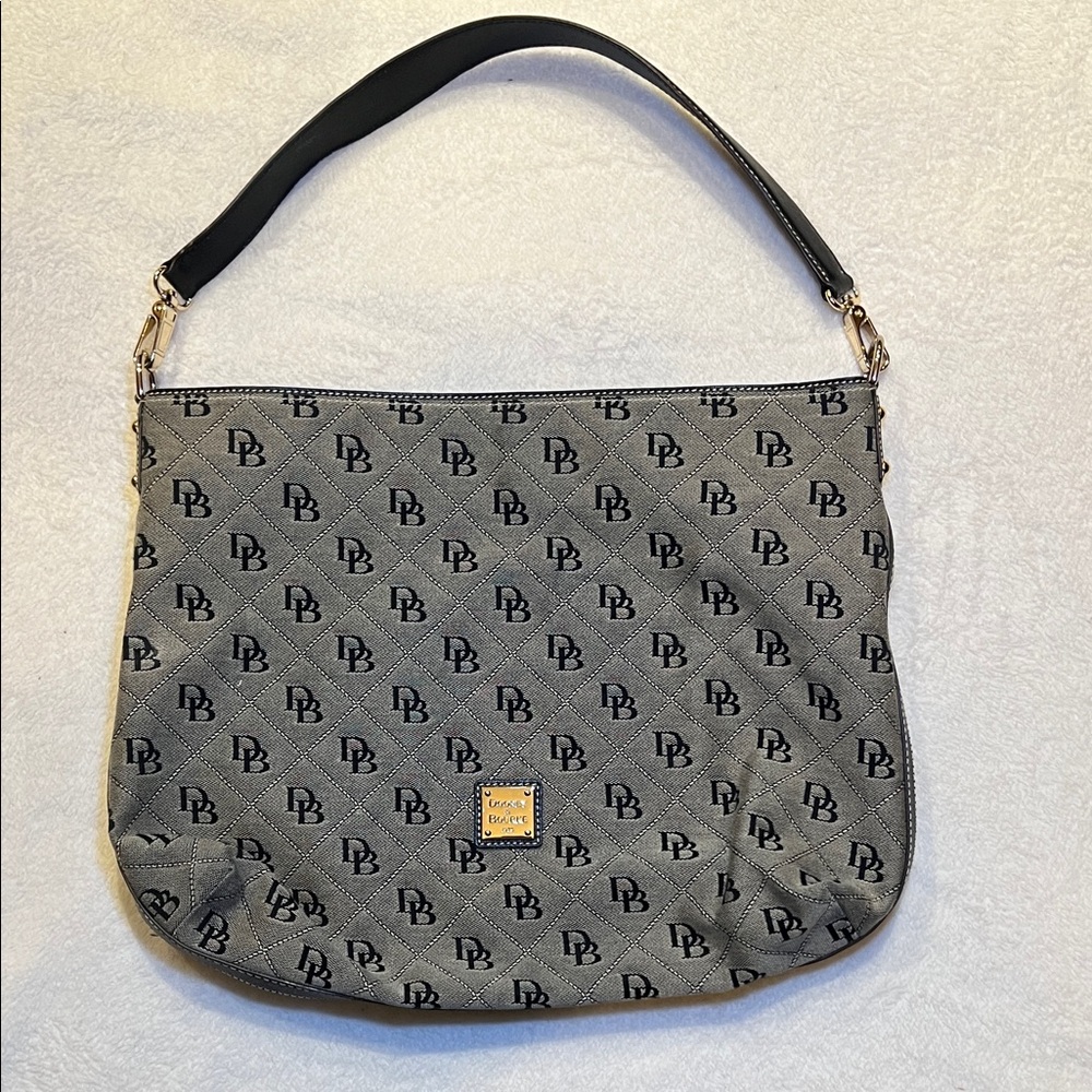 Dooney & Bourke Black and Gray Logo Shoulder Bag